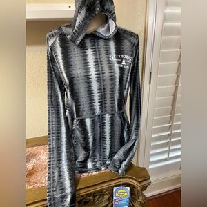 NWT MEN’S Hooded Performance Banana Republic Black & Gray Patterned Top, SIZE L